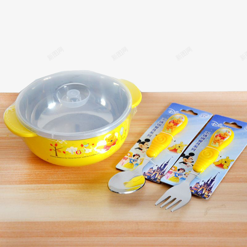 桌子上的儿童碗和勺子叉子png免抠素材_新图网 https://ixintu.com 产品实物 儿童碗 勺子 叉子 日用百货 桌子