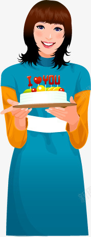 手绘生日祝福女孩png免抠素材_新图网 https://ixintu.com 人物 手绘 生日 蛋糕