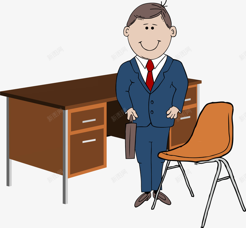 办公桌png免抠素材_新图网 https://ixintu.com 专业 主任 人 商人 家伙 教导主任 教师 椅 男 经理 西装 领带