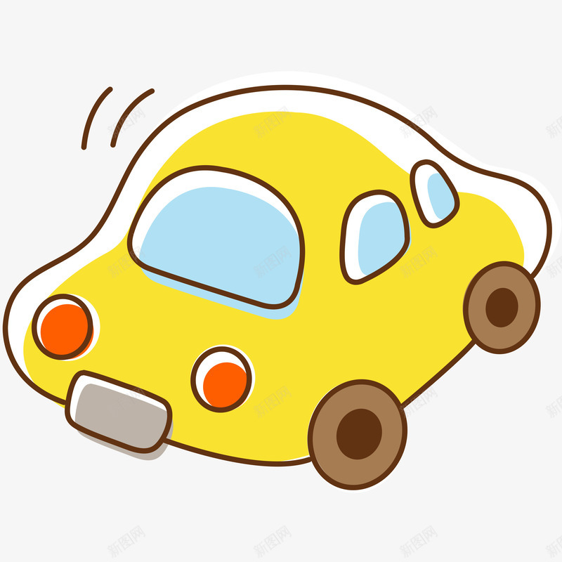 可爱卡通黄色小车png免抠素材_新图网 https://ixintu.com 动漫动画 卡通手绘 卡通汽车 小黄车 汽车 装饰图 车子