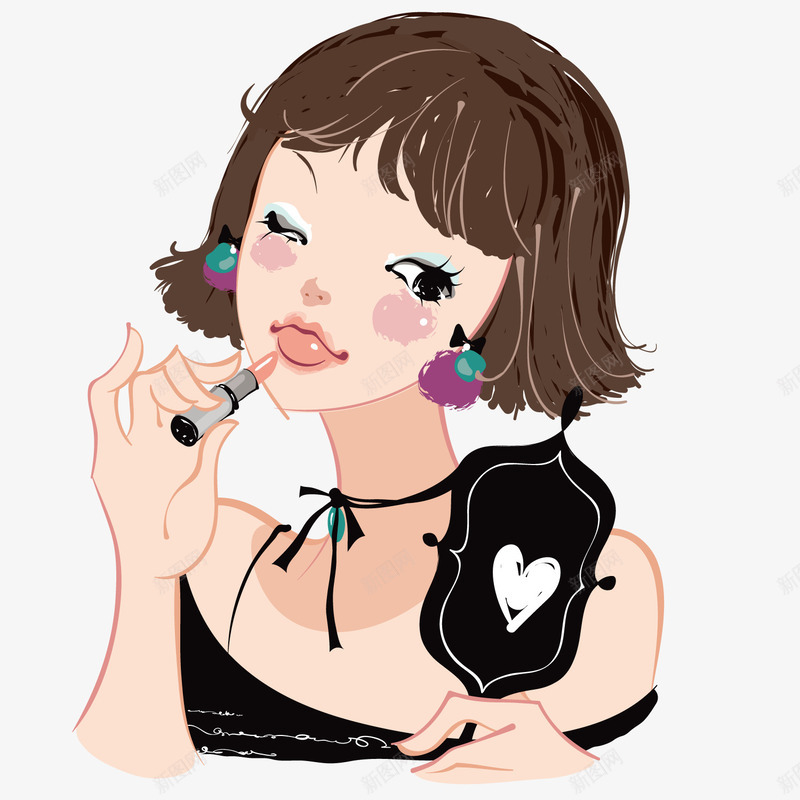化妆美女插画png免抠素材_新图网 https://ixintu.com 化妆 美女 美女插画