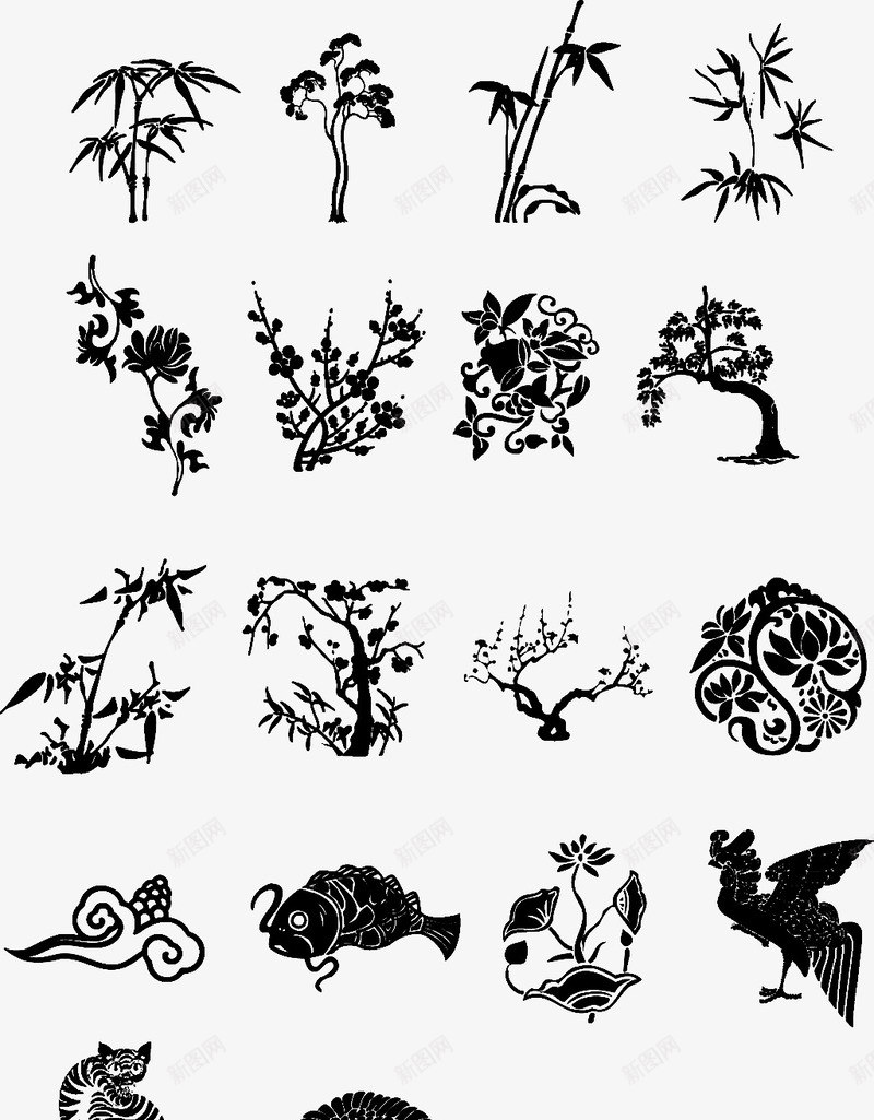 多种线描树适量图图标png_新图网 https://ixintu.com 图标 树根 树苗 植物