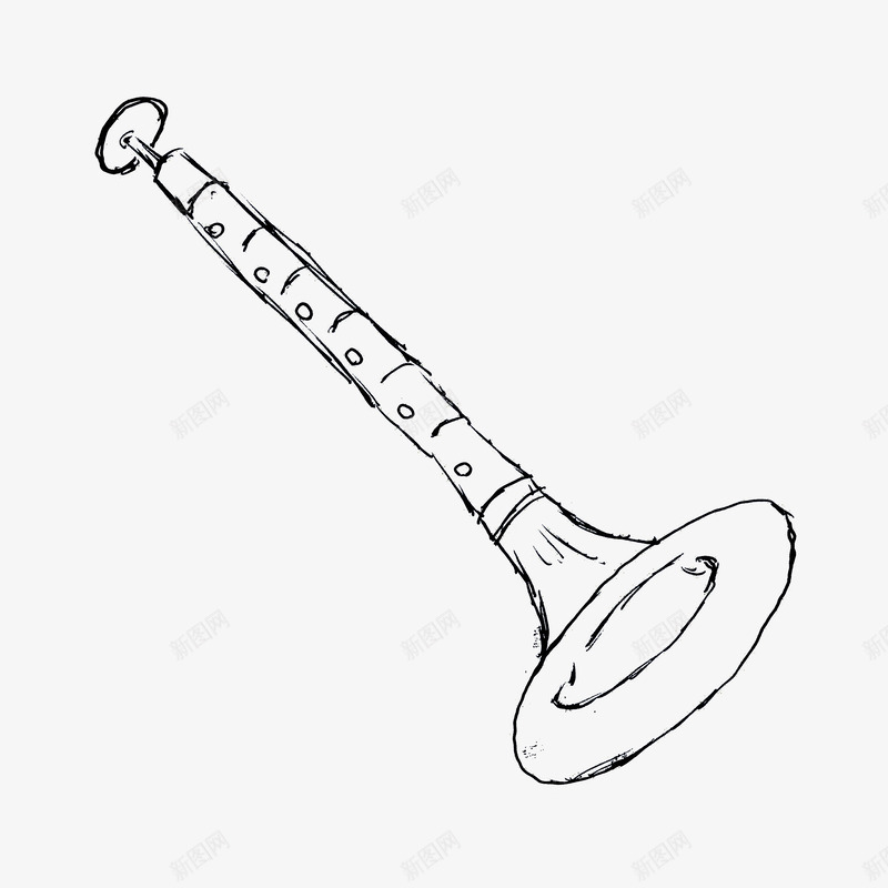 线描唢呐图标png_新图网 https://ixintu.com 一支 卡通 唢呐 手绘 手绘唢呐 白色 简笔 线条 黑色