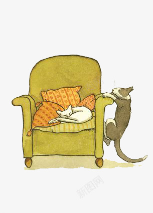 在沙发上玩的猫png免抠素材_新图网 https://ixintu.com 卡通猫咪 宠物 沙发 玩耍 睡觉