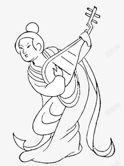优雅姿态png免抠素材_新图网 https://ixintu.com 梦回唐朝 线描 舞蹈 艺术 装饰 音乐