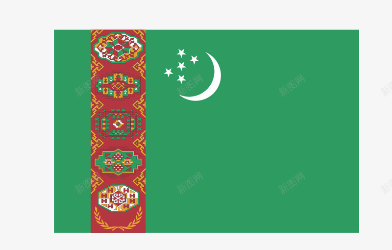 土库曼斯坦国旗png免抠素材_新图网 https://ixintu.com 国旗 矢量国旗 矢量旗帜