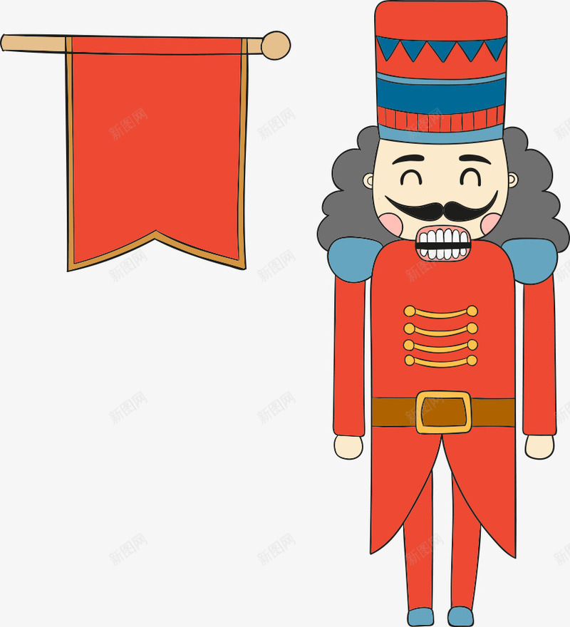 士兵与旗帜png免抠素材_新图网 https://ixintu.com 人物插画 卡通士兵 士兵 旗帜 矢量士兵 红色士兵