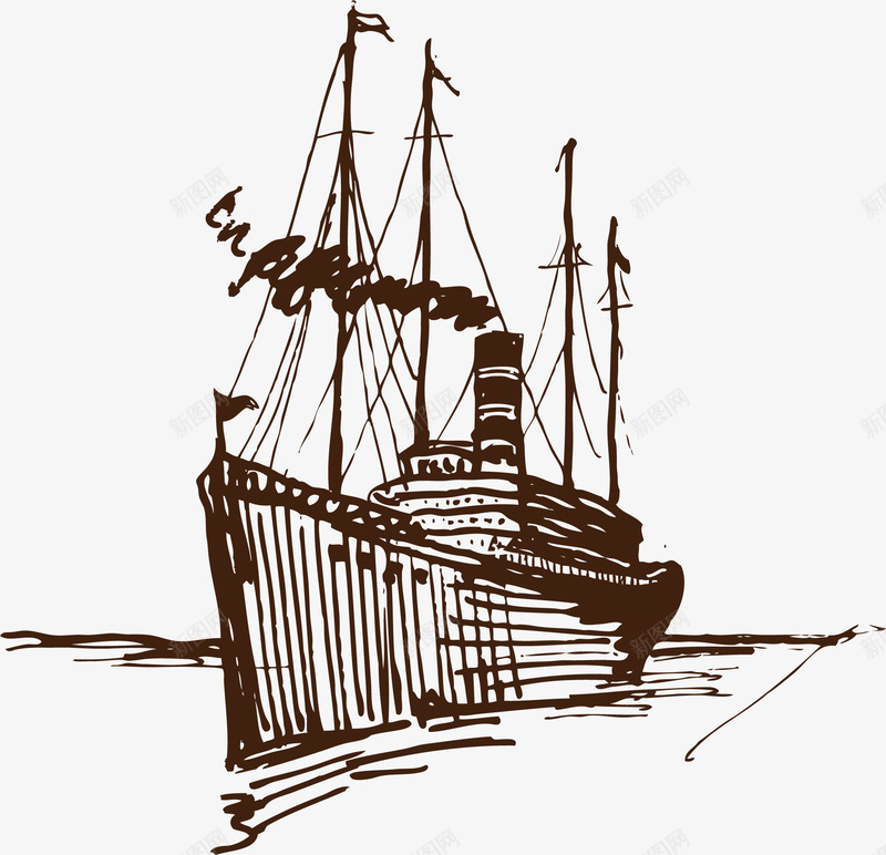 手绘航海船png免抠素材_新图网 https://ixintu.com 手绘 航海 船