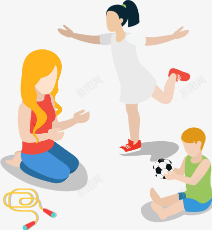 爱运动的一家人矢量图ai免抠素材_新图网 https://ixintu.com 家人 足球 跳绳 运动 矢量图