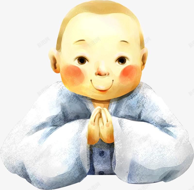 可爱小和尚人物念佛造型png免抠素材_新图网 https://ixintu.com 人物 光头小和尚 古代 可爱 和尚 打坐的和尚 造型