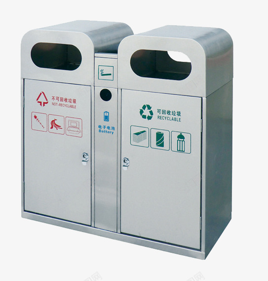 不锈钢垃圾桶户外分类png免抠素材_新图网 https://ixintu.com 不锈钢 分类 垃圾桶 户外
