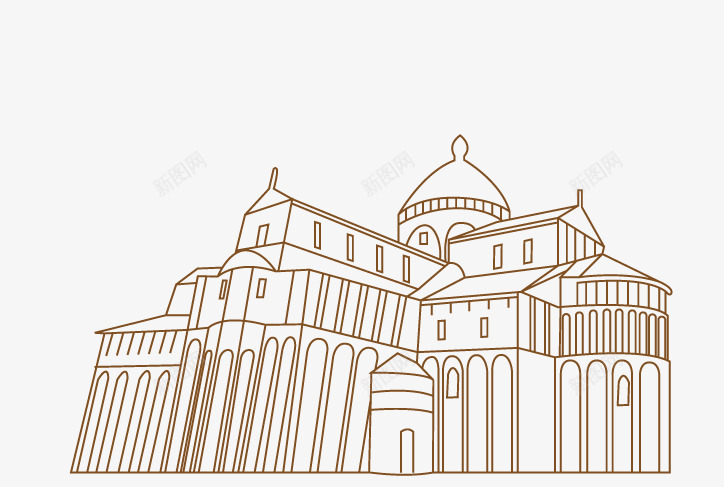 线性建筑png免抠素材_新图网 https://ixintu.com 建筑 手绘 线描建筑