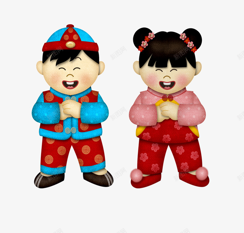 中国风祝福男女福娃png免抠素材_新图网 https://ixintu.com 中国风 新年 男女 祝福 福娃