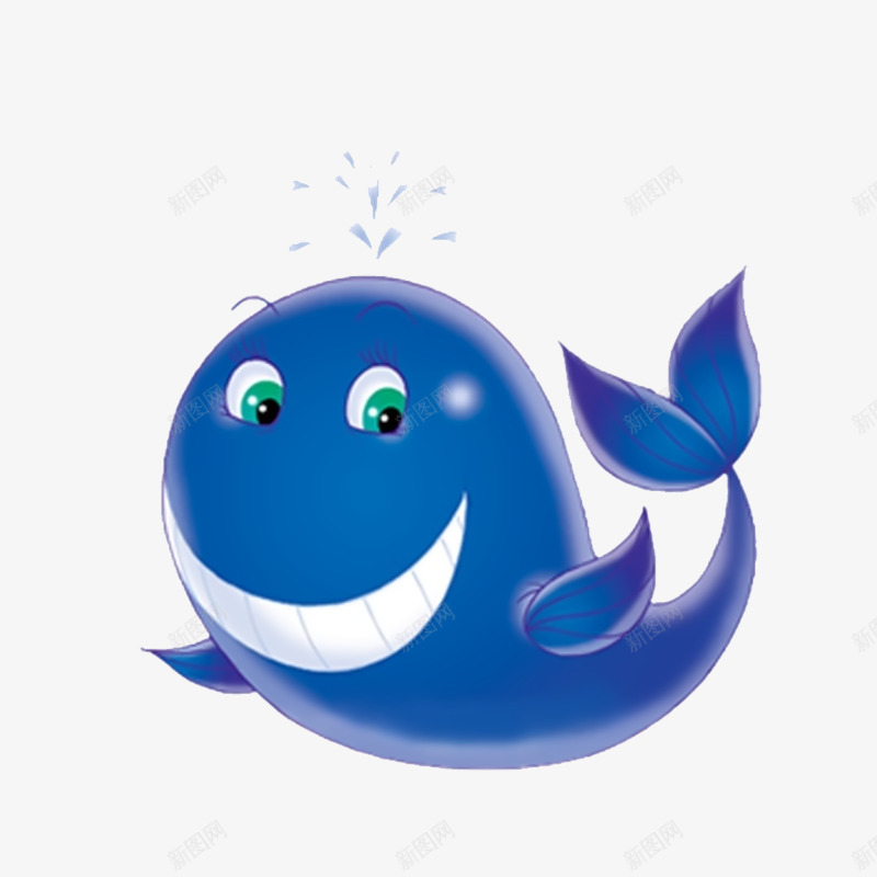卡通拟人海豚png免抠素材_新图网 https://ixintu.com 动物 可爱 喷水 小海豚 蓝色