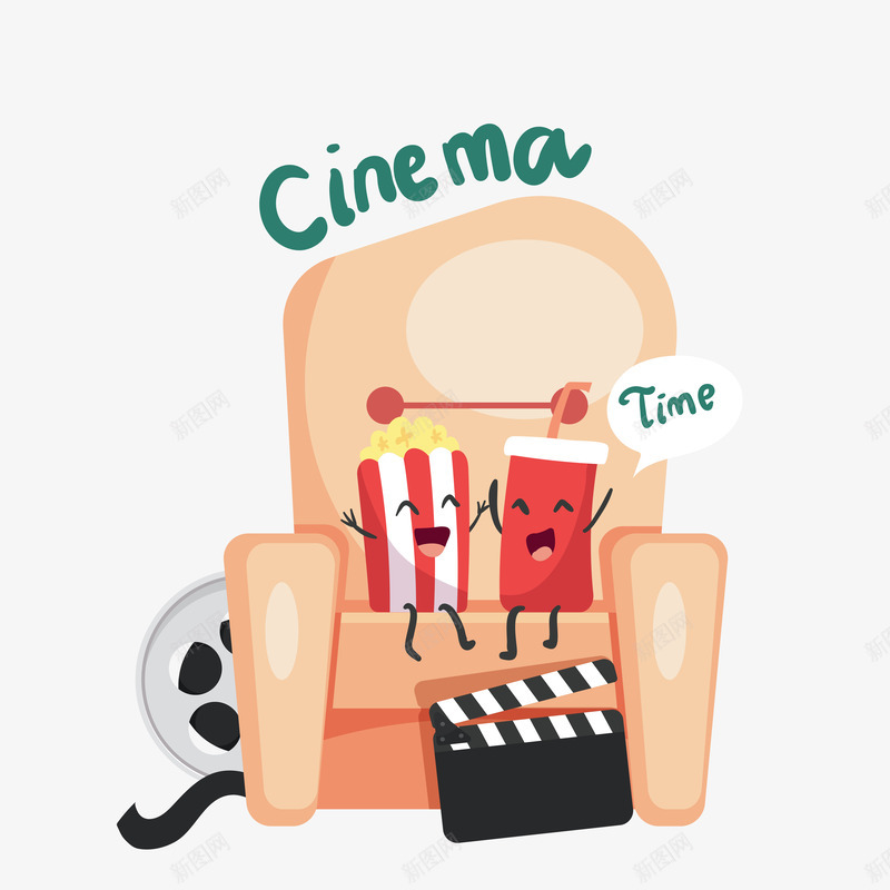 电影海报矢量图ai免抠素材_新图网 https://ixintu.com 沙发 爆米花 电影 电影板 矢量图