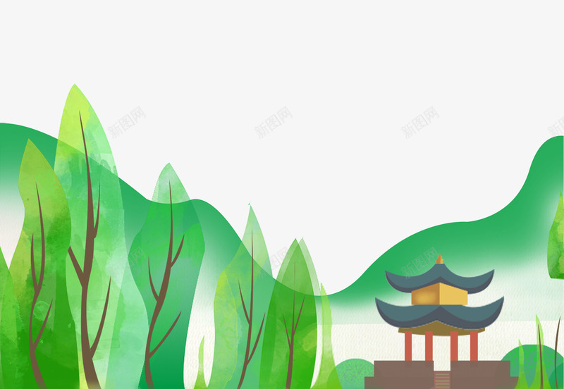 春天绿色踏青风景png免抠素材_新图网 https://ixintu.com 促销 凉亭 宣传 小清新 广告 旅游 春天 海报 绿色 踏青