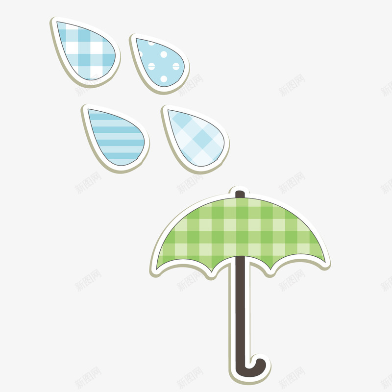雨下的伞png免抠素材_新图网 https://ixintu.com 下雨 下雨效果 矢量素材 绿伞 雨中的伞 雨伞 雨滴