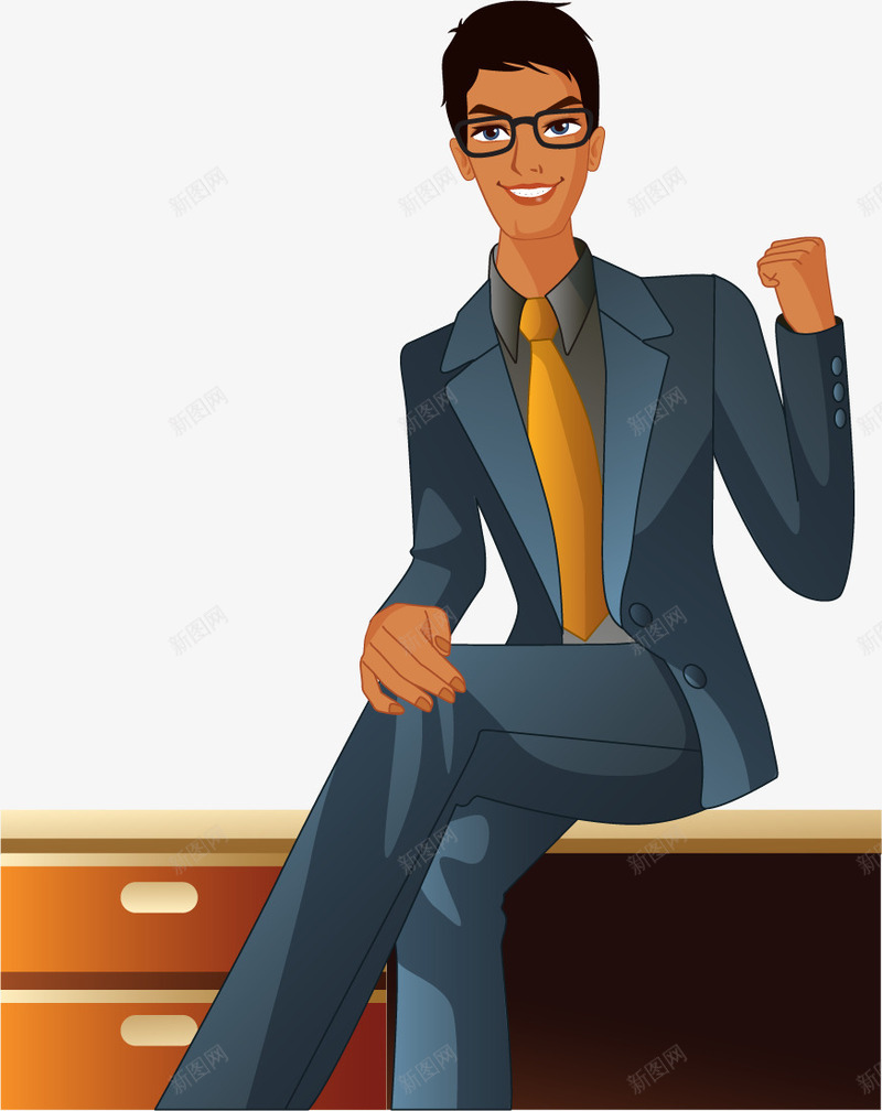 手绘坐着的西装男矢量图ai免抠素材_新图网 https://ixintu.com 休息 坐着 手绘 西装男 矢量图