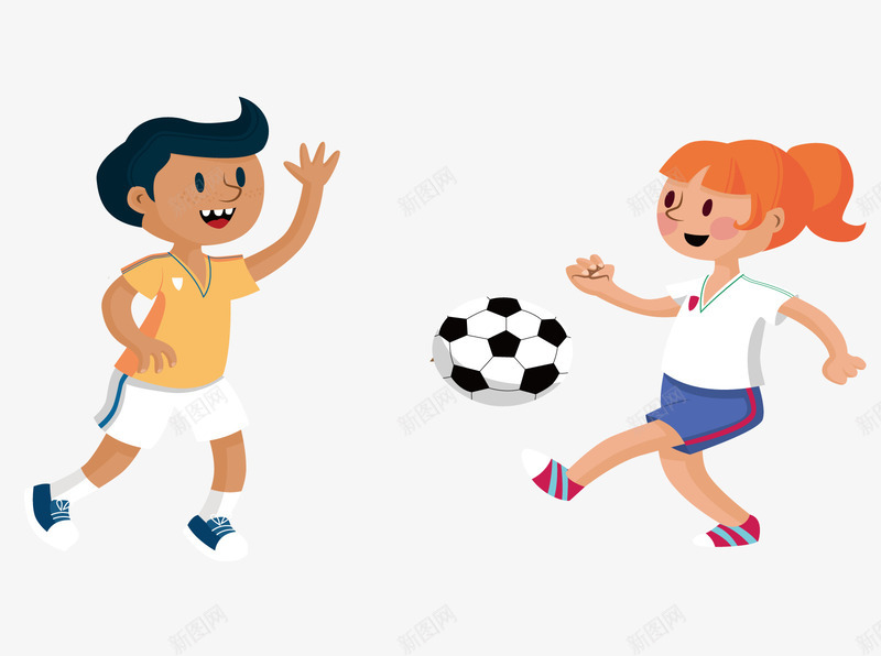 踢球的孩子png免抠素材_新图网 https://ixintu.com 卡通 玩耍的孩子 足球 踢球