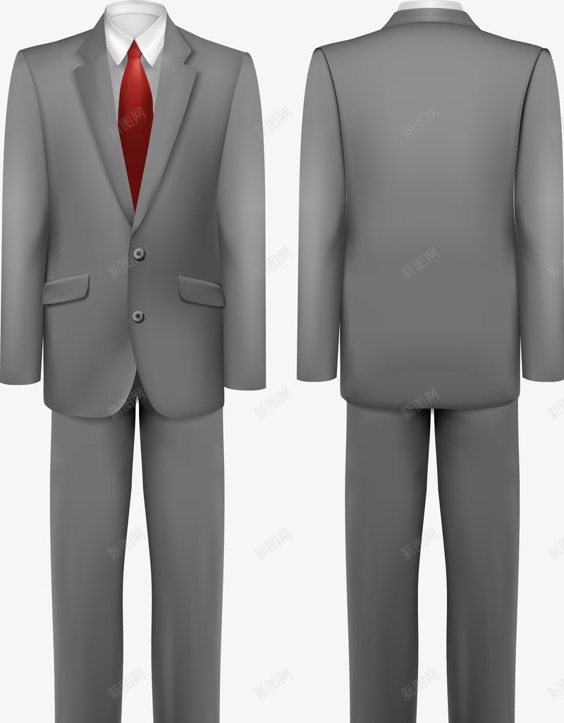 男式西服套装矢量图ai免抠素材_新图网 https://ixintu.com 灰西服西服套装男式西装男装衬衫领带 矢量图
