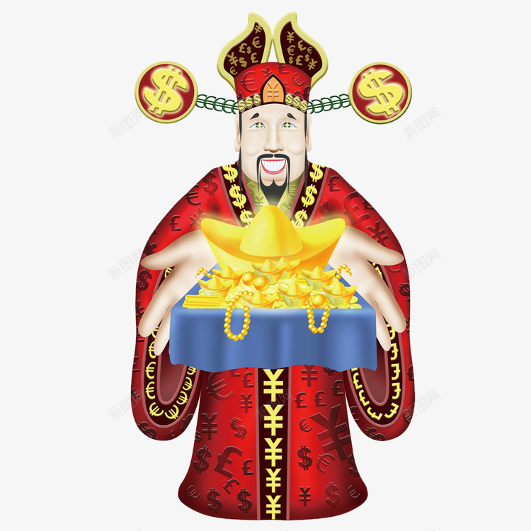 财神爷手中的金子png免抠素材_新图网 https://ixintu.com PNG 卡通 财神爷 金子