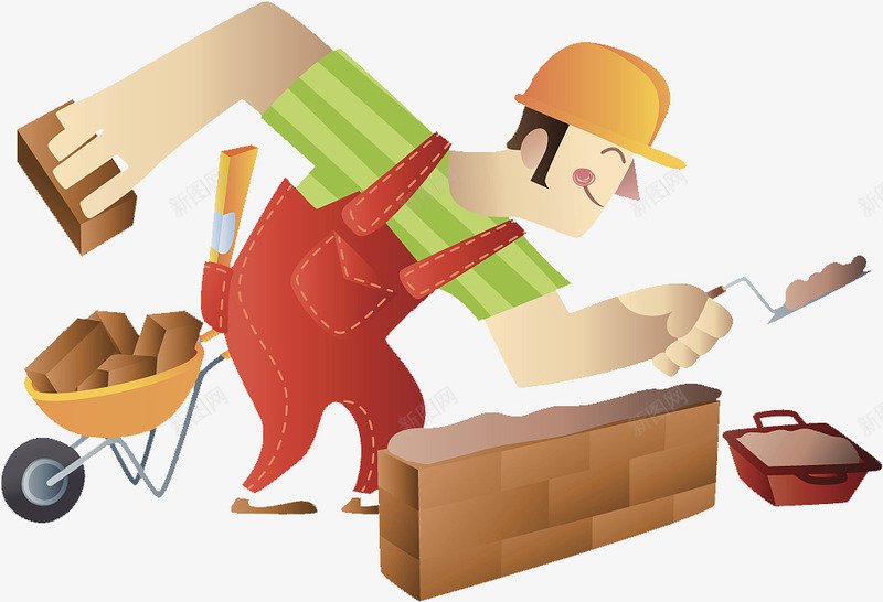 插图建筑工人堆砌方砖墙png免抠素材_新图网 https://ixintu.com 建筑 插图建筑工人堆砌方砖墙 方形砖 方砖 砖 砖块 砖头