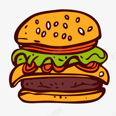 美味汉堡包餐饮行业西餐美食图标矢量图图标
