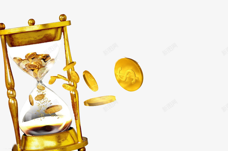 金色沙漏png免抠素材_新图网 https://ixintu.com 商业 时间 沙漏 设计 金币 金色