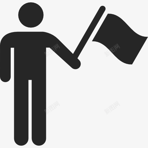 拿着旗子的人图标png_新图网 https://ixintu.com 旗帜