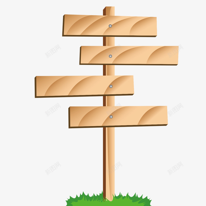 卡通指示牌png免抠素材_新图网 https://ixintu.com PNG图形 PNG装饰 卡通 小草 指示牌 木头 装饰