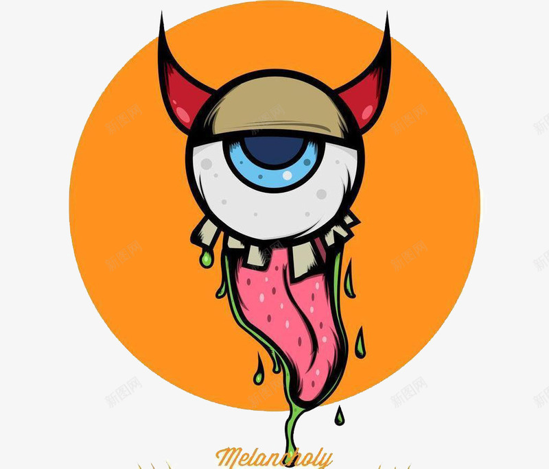 眼睛舌头嘴png免抠素材_新图网 https://ixintu.com 卡通造型 可爱 夸张 怪物 眼睛 舌头 造型