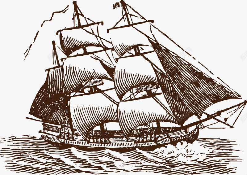 手绘航海船矢量图ai免抠素材_新图网 https://ixintu.com 手绘 航海 船 矢量图