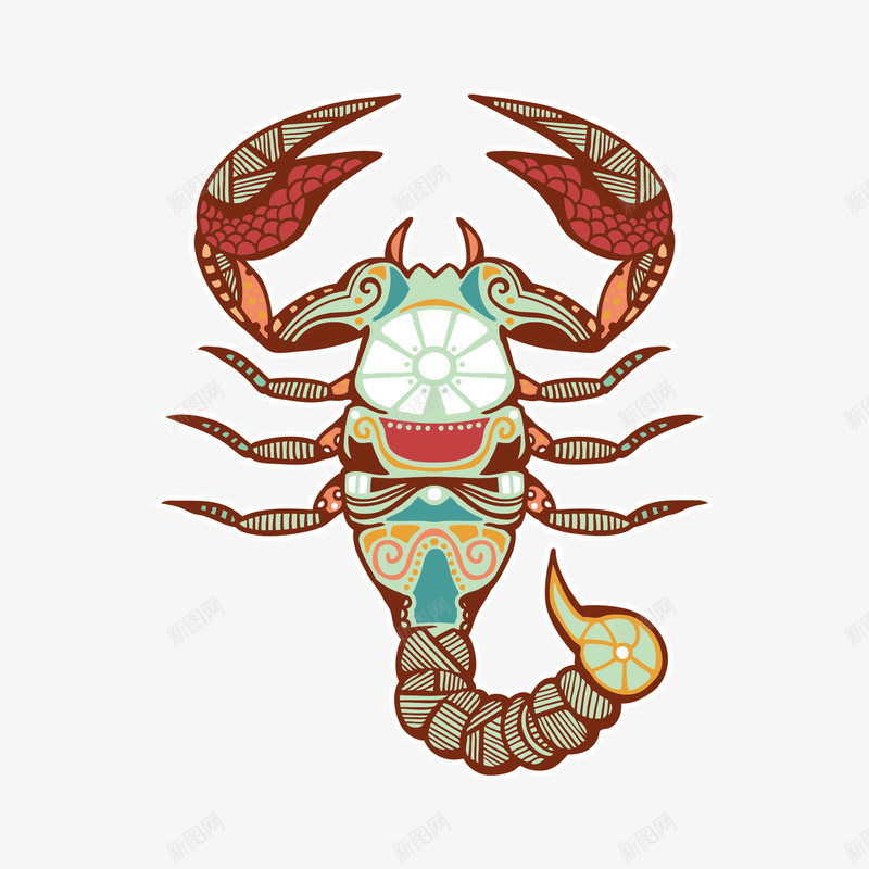 创意花纹插画矢量图ai免抠素材_新图网 https://ixintu.com 红色 花纹 龙虾 矢量图