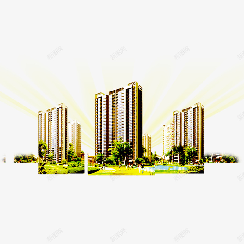 高楼png免抠素材_新图网 https://ixintu.com 别墅 大厦 小区 房地产