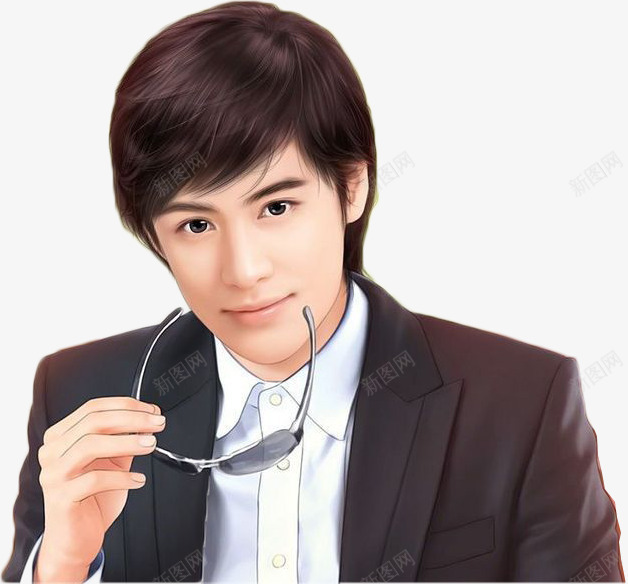 手绘手持眼镜西装男子png免抠素材_新图网 https://ixintu.com 手持 手绘 男子 眼镜 西装