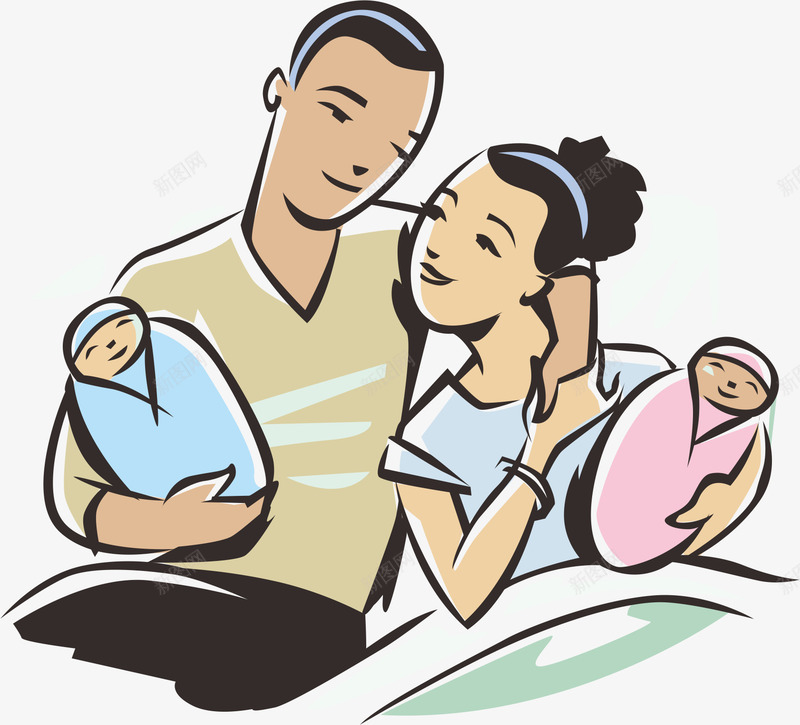 幸福一家人矢量图ai免抠素材_新图网 https://ixintu.com 国外朋友 外国小朋友 孩子 家人 父母 矢量图
