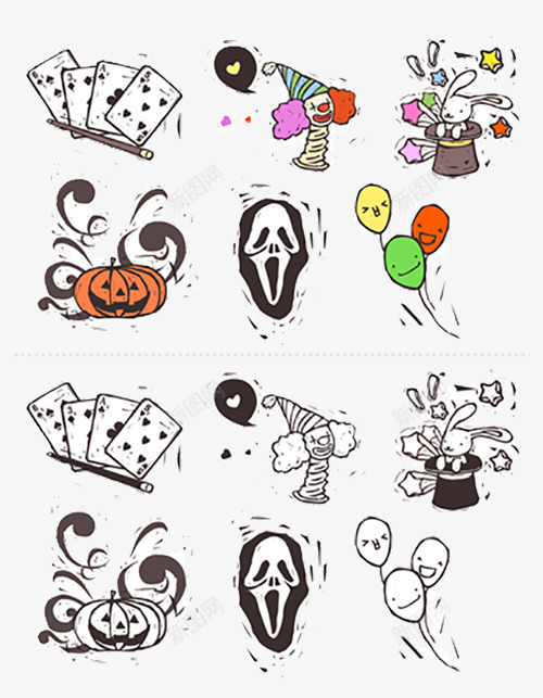 手绘扑克牌玩具图标png_新图网 https://ixintu.com 卡通 扑克牌 气球 绘画