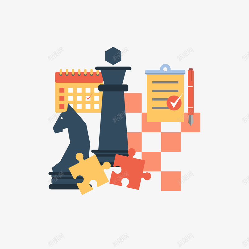拼图罗马棋商业装饰png免抠素材_新图网 https://ixintu.com 下棋 卡通拼图 商业 商务装饰 罗马棋 背景装饰