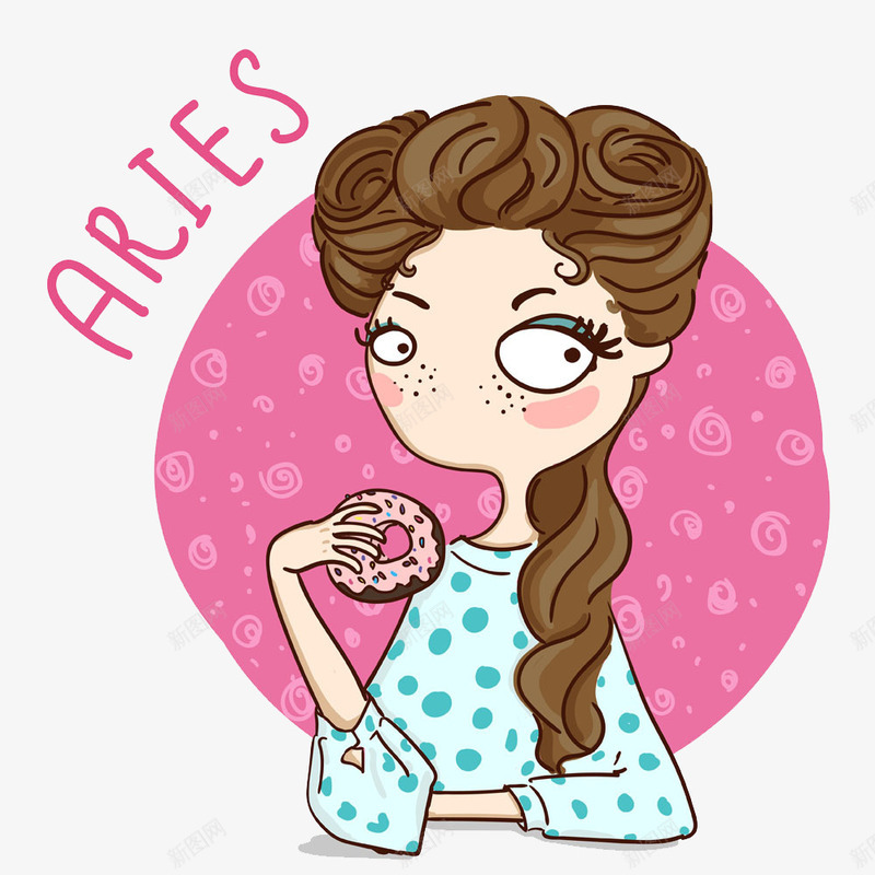 拿着甜圈的卡通美女png免抠素材_新图网 https://ixintu.com 卡通 甜圈 甜点 美女