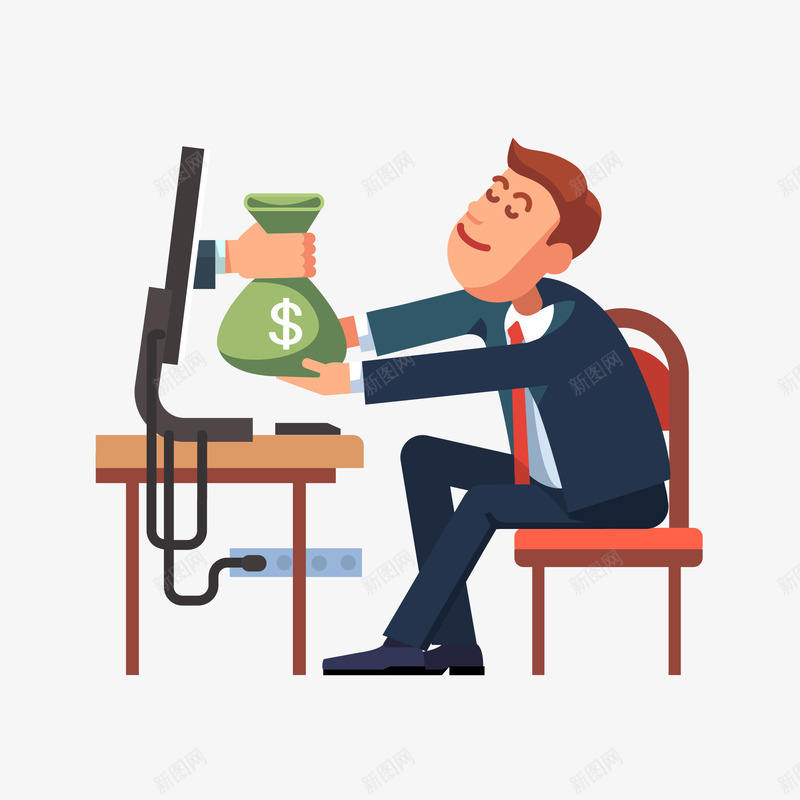 网上赚钱手绘创意图矢量图eps免抠素材_新图网 https://ixintu.com 免抠图PNG 创意 商业 网上赚钱手绘 矢量图