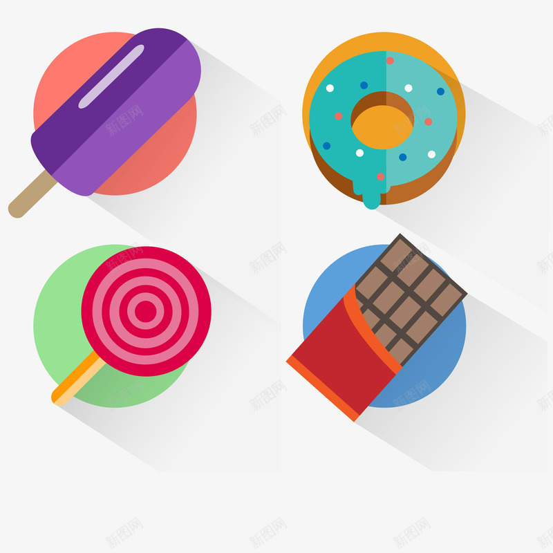 适量零食甜品png免抠素材_新图网 https://ixintu.com 巧克力 棒棒糖 甜甜圈 雪糕
