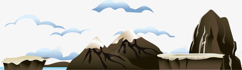 重峦叠嶂png免抠素材_新图网 https://ixintu.com 缭绕 褐色 雪山 高地 高山云雾
