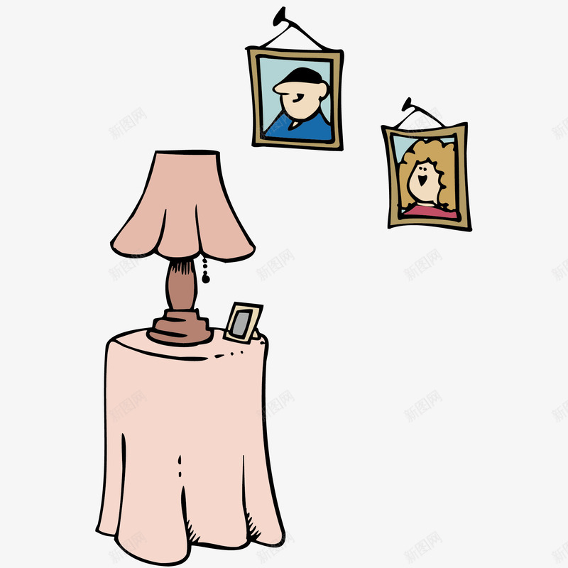 粉色台灯装饰画png免抠素材_新图网 https://ixintu.com 台风 桌子 粉色 装饰画