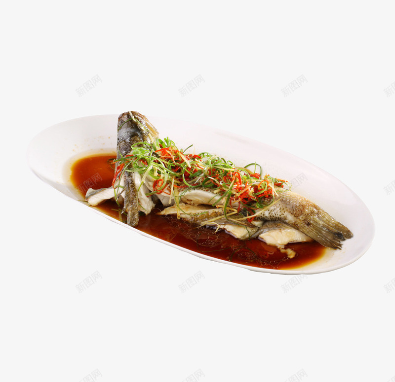 清蒸鲈鱼png免抠素材_新图网 https://ixintu.com 产品实物 姜 海鲜菜 清蒸 清蒸鲈鱼 粤菜 红椒 美味 花椒 葱 豉油 餐饮 鲈鱼