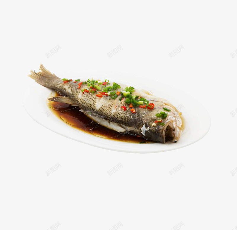 实物清蒸鲈鱼png免抠素材_新图网 https://ixintu.com 姜 海鲜菜 清蒸 清蒸鲈鱼 粤菜 红椒 花椒 葱 豉油 餐饮 鲈鱼