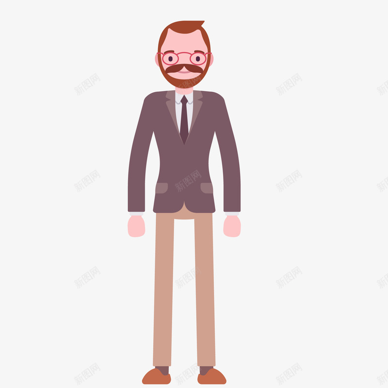 商务男性的形象矢量图ai免抠素材_新图网 https://ixintu.com 人物设计 商务人士 形象设计 戴眼镜 扁平化 西装 矢量图