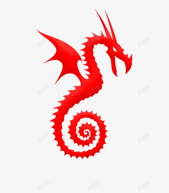简约经典中国龙剪纸广告png免抠素材_新图网 https://ixintu.com 中国龙 剪纸样式 剪纸设计 广告设计 海报设计 红色中国龙