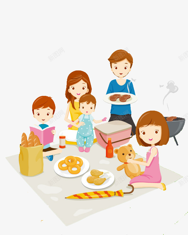 幸福一家人团圆卡通手绘png免抠素材_新图网 https://ixintu.com 一家人 一家人手绘 手绘 聚会