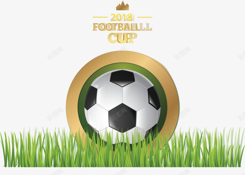 草地上的足球海报矢量图ai免抠素材_新图网 https://ixintu.com 2018世界杯 世界杯 矢量png 草地足球 足球 矢量图