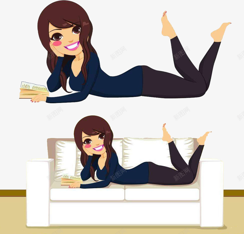 沙发模特png免抠素材_新图网 https://ixintu.com 在沙发上看书 手绘沙发模特 模特 沙发 沙发模特 沙发美女 美女与沙发